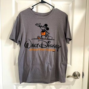 Walt Disney Studios - Heather Grey Tshirt with Mickey Design and Orange - Size S